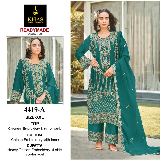 4419 Khas Chinon Embroidery Pakistani Readymade Suits Orders In India